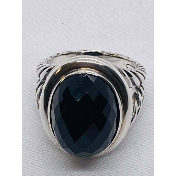 David Yurman Albion Onyx Sterling Silver 925 Oval Ring Size 8 - Picture 6 of 13
